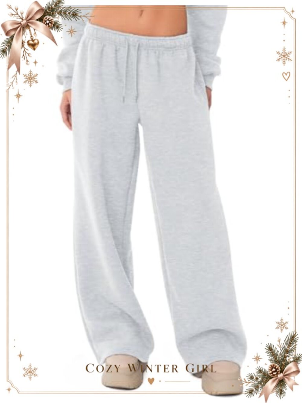 Fleece Lined Wide Leg Sweatpants Baggy Athletic Lounge Pants with Pockets